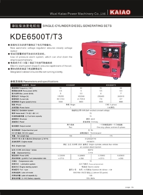 주거 5KVA 작은 디젤 엔진 대기 발전기, 저잡음 디젤 엔진 발전기